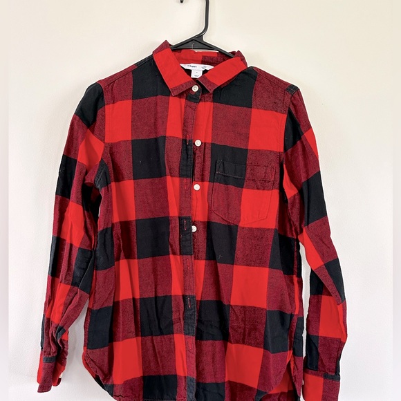Old Navy Red Buffalo Check Flannel - Picture 1 of 3